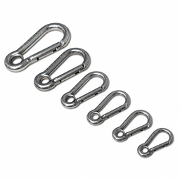 Carabiner Hook with Enclosed Eye - Tested - Anti-Snagging - AISI 316 Stainless Steel
