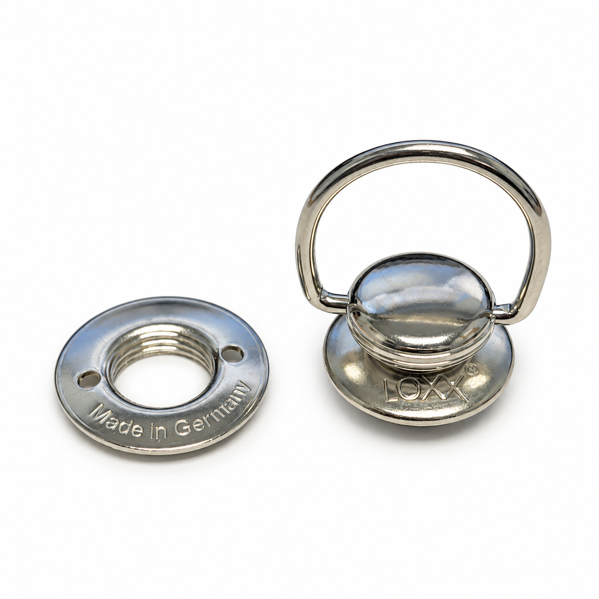 LOXX® Ring Top Button &amp; Long (+1 mm) Locking Washer – Nickel-Plated Brass – LOX08N