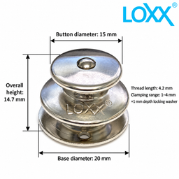 LOXX® Big Head Button with +1 mm Depth Locking Washer – Nickel-Plated Brass – LOX04N