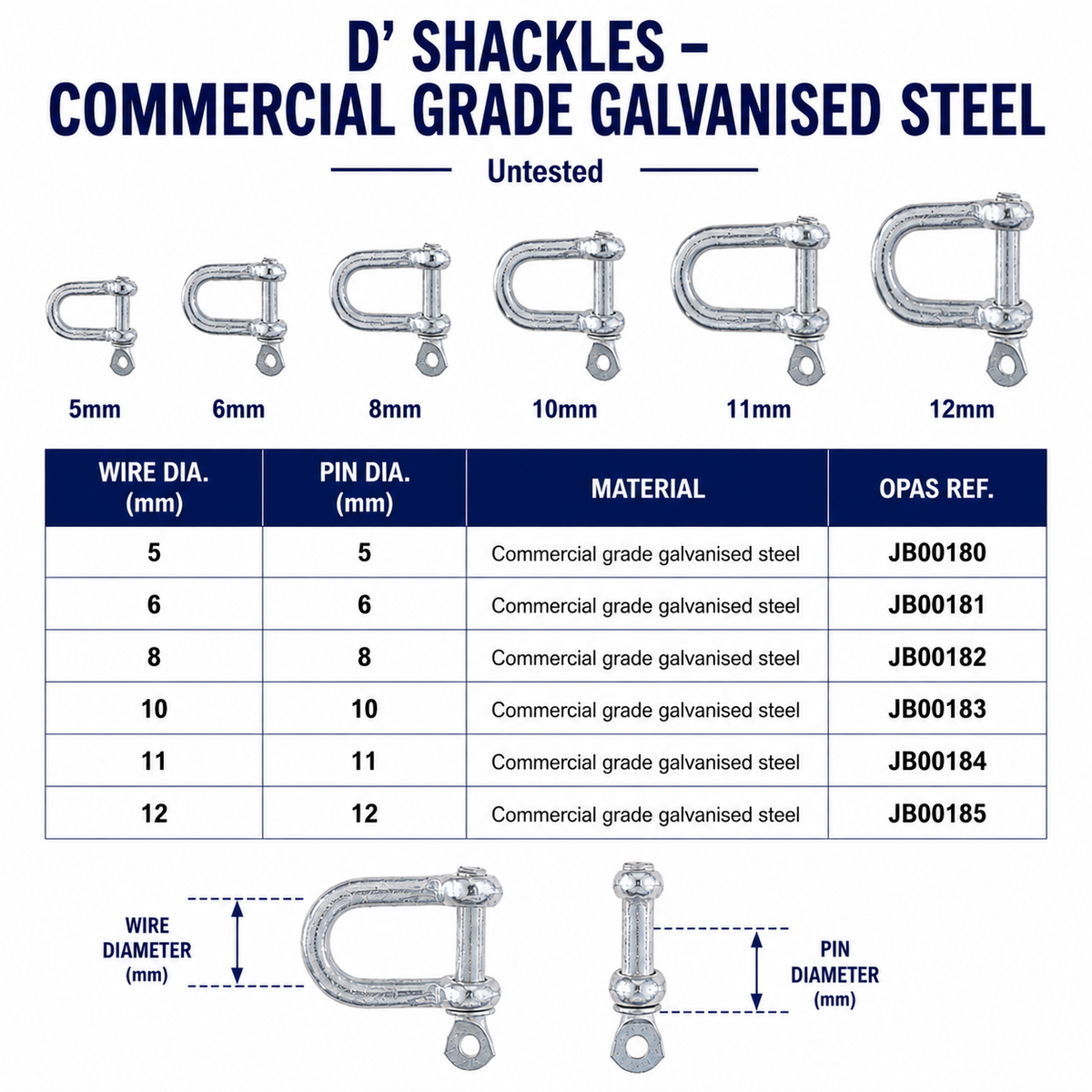 D Shackle – Galvanised Steel
