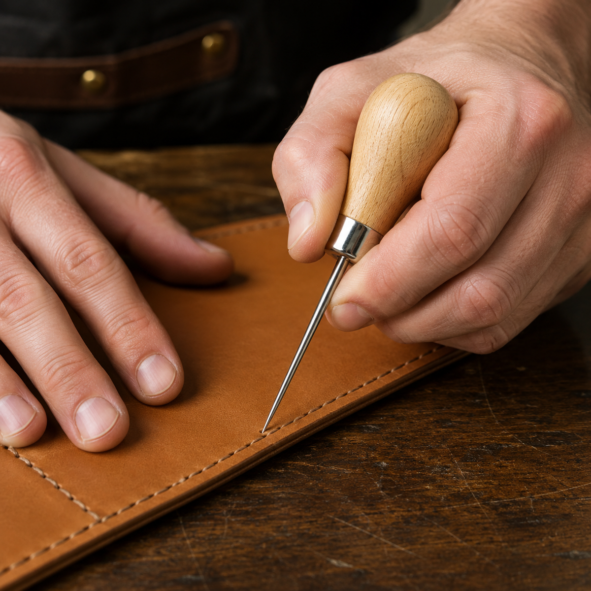 Point Awl | Wooden Handle | Sailmaking & Leathercraft Piercing Tool