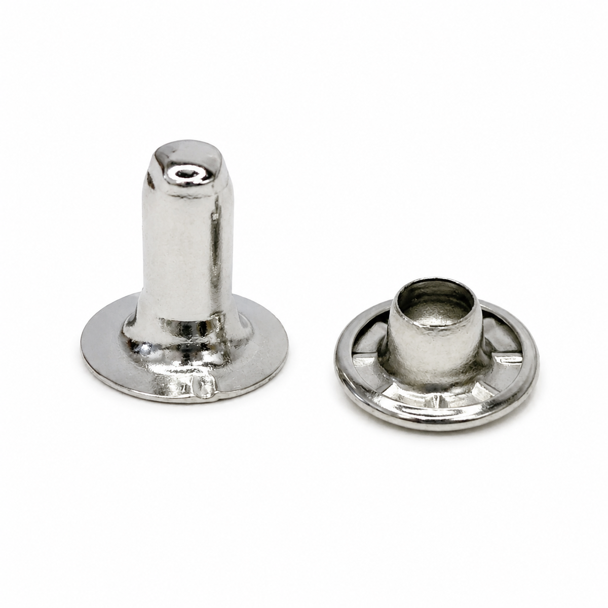 Single Domed Rivet 10mm Thin Stem – Nickel-Plated Brass