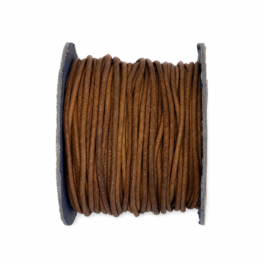 Round Leather Lacing – Natural 2mm | Sold by the Metre