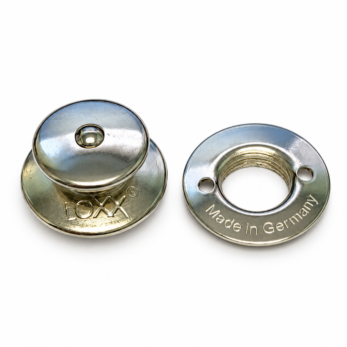 LOXX® Big Head Button with +1 mm Depth Locking Washer – Nickel-Plated Brass – LOX04N