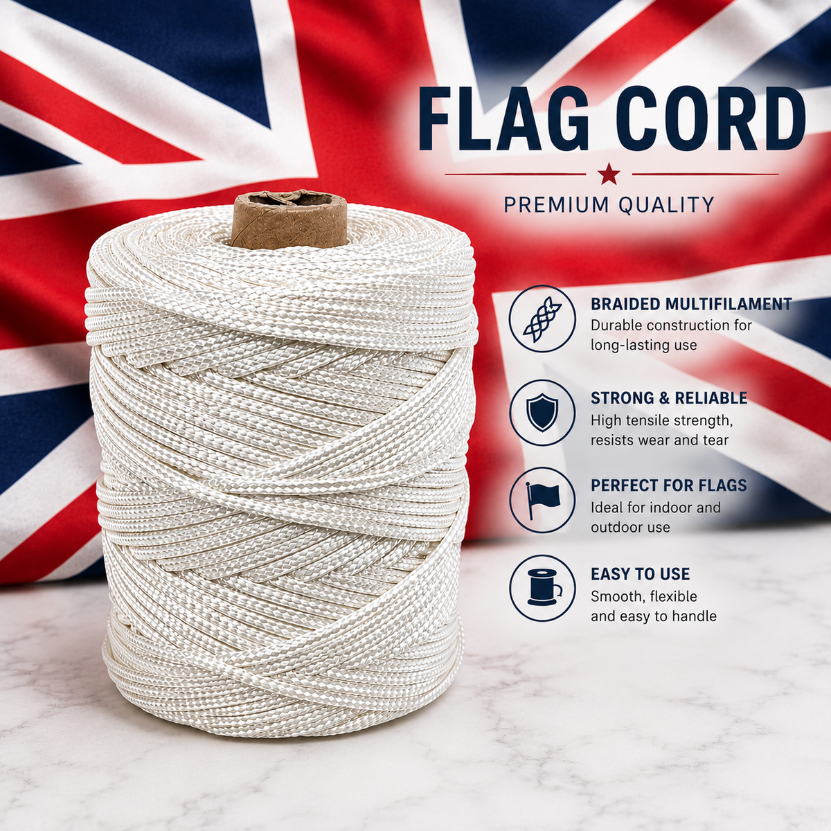 White Braided Flag Cord – Polyamide
