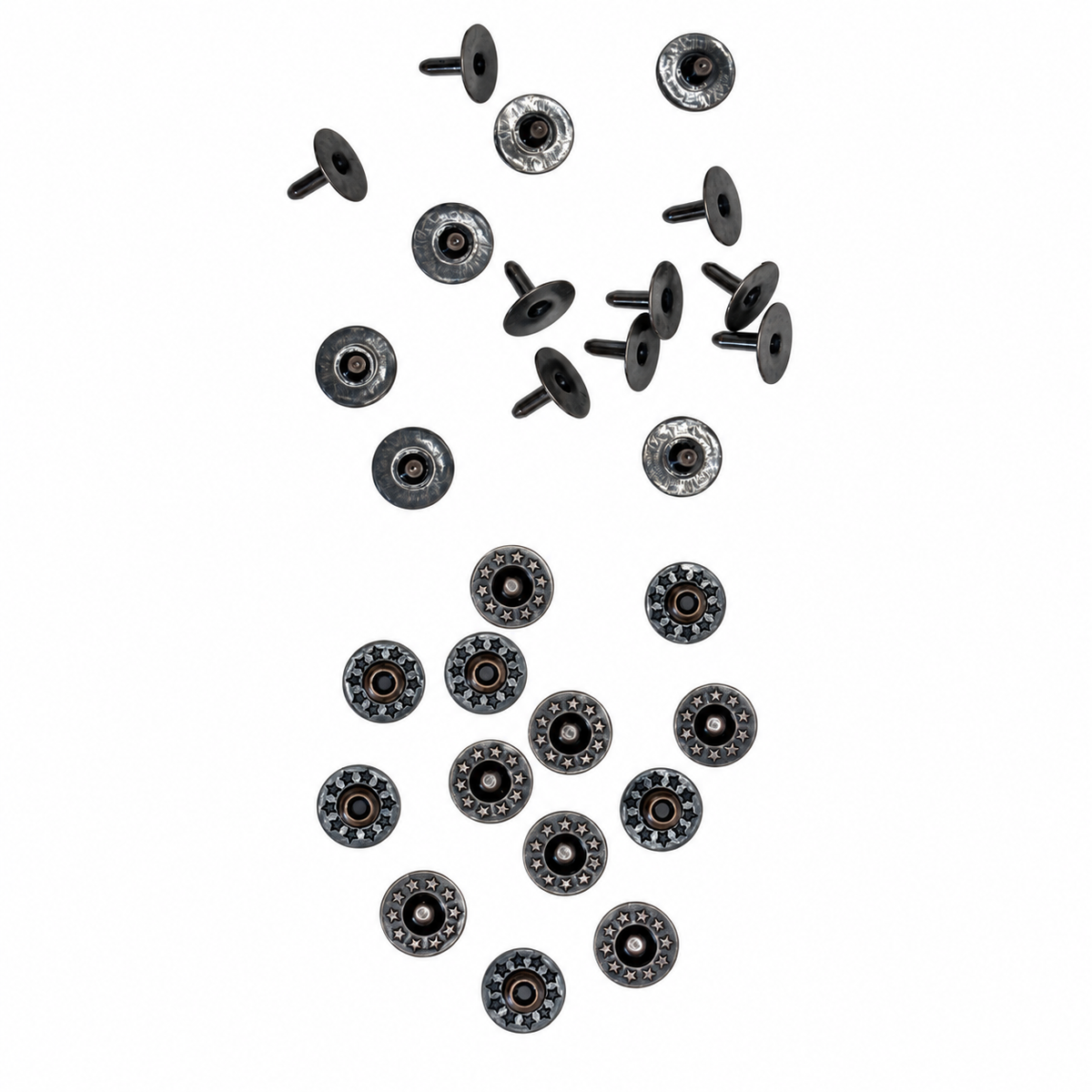 Jeans Rivet & Cap – Gunmetal Steel – 9mm Head, 8mm Length