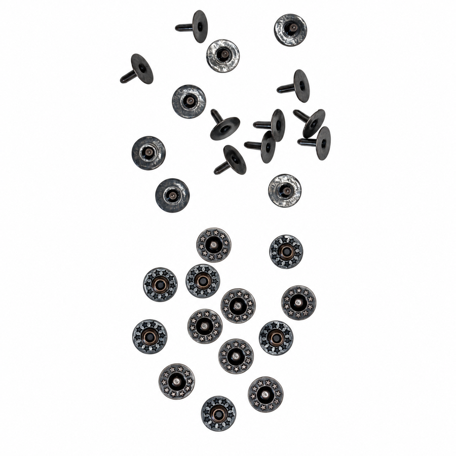Jeans Rivet & Cap – Gunmetal Steel – 9mm Head, 8mm Length