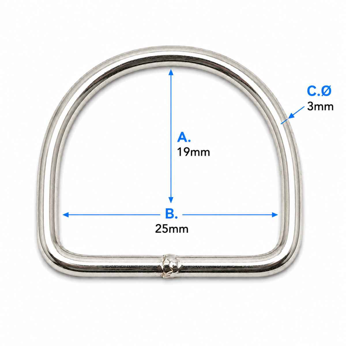 Welded 'D' Ring - Nickel Plated