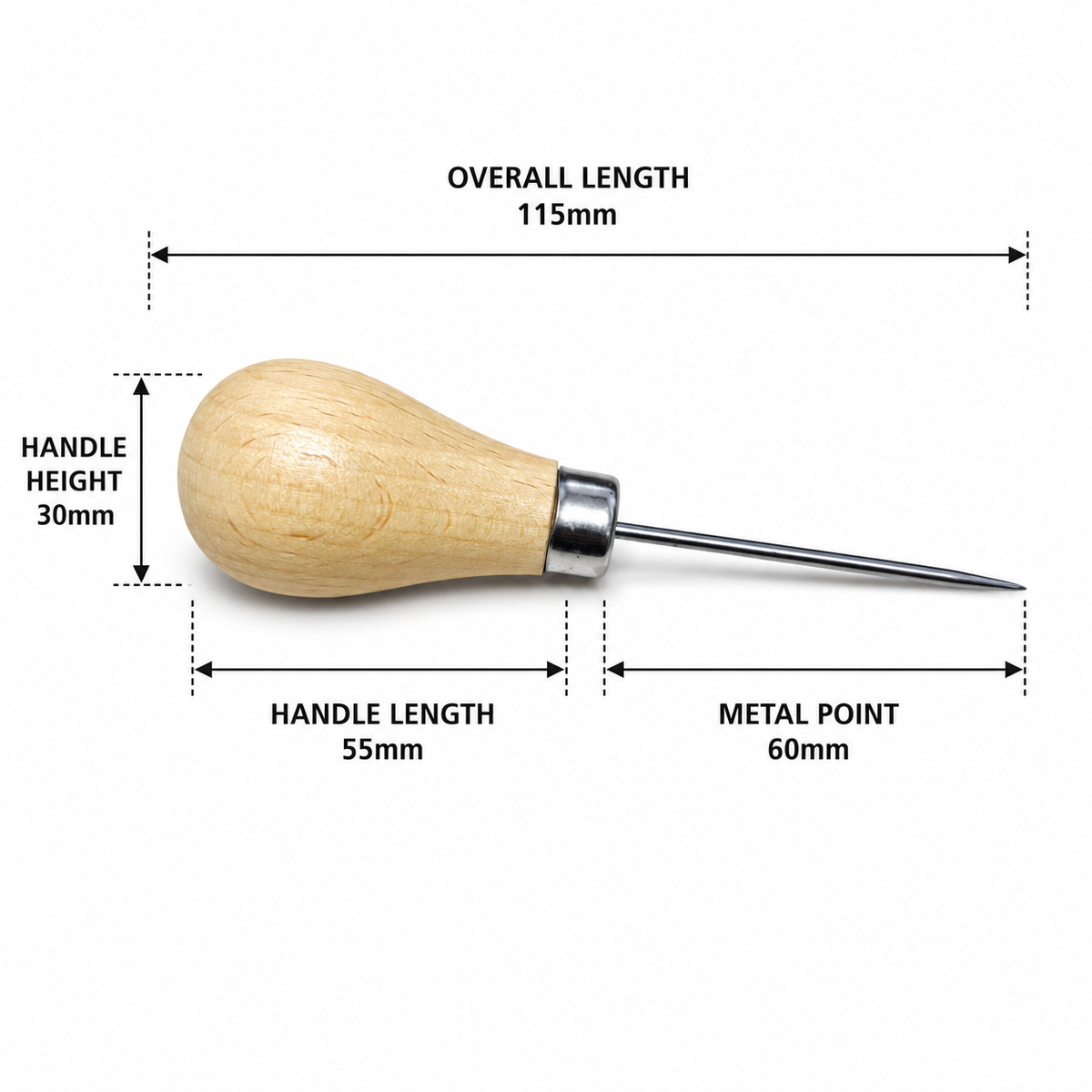 Point Awl | Wooden Handle | Sailmaking & Leathercraft Piercing Tool