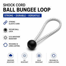 Shock Cord Ball Bungee Loops | 75mm–300mm | Black & White