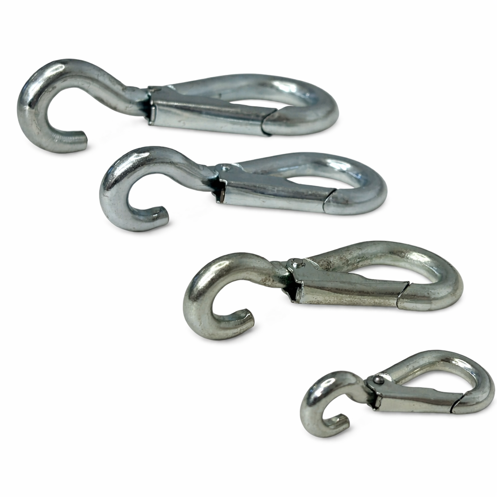 Spring Hook to Crue | Bright Zinc Plated Steel | 5 Sizes