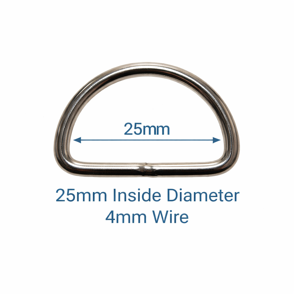 Welded Stainless Steel 'D' Ring - Multiple Sizes Available