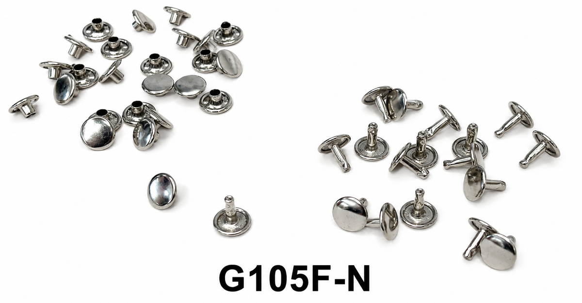 Double Domed Rivets – Brass, Nickel & Black | 3 Sizes