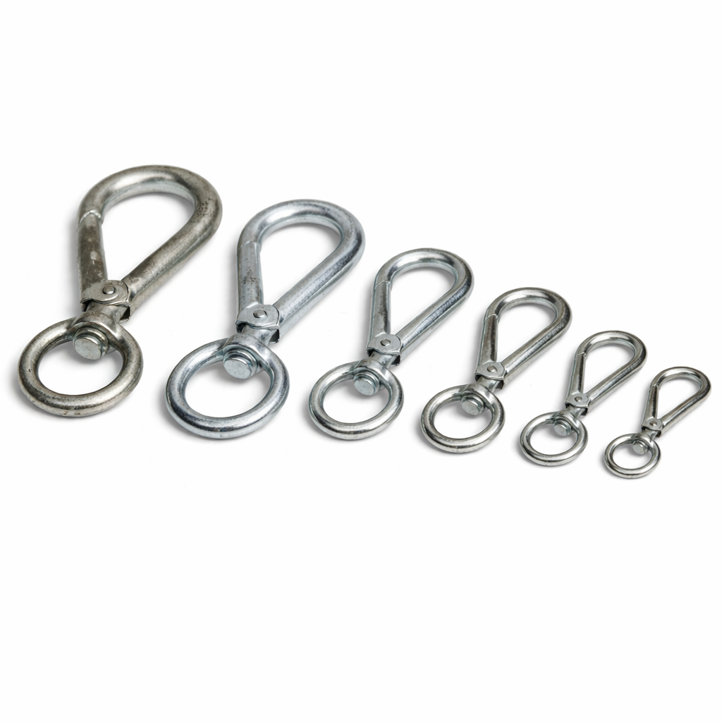 Spring eHook with Swivel Eye – Bright Zinc Plated Steel | 6 Sizes