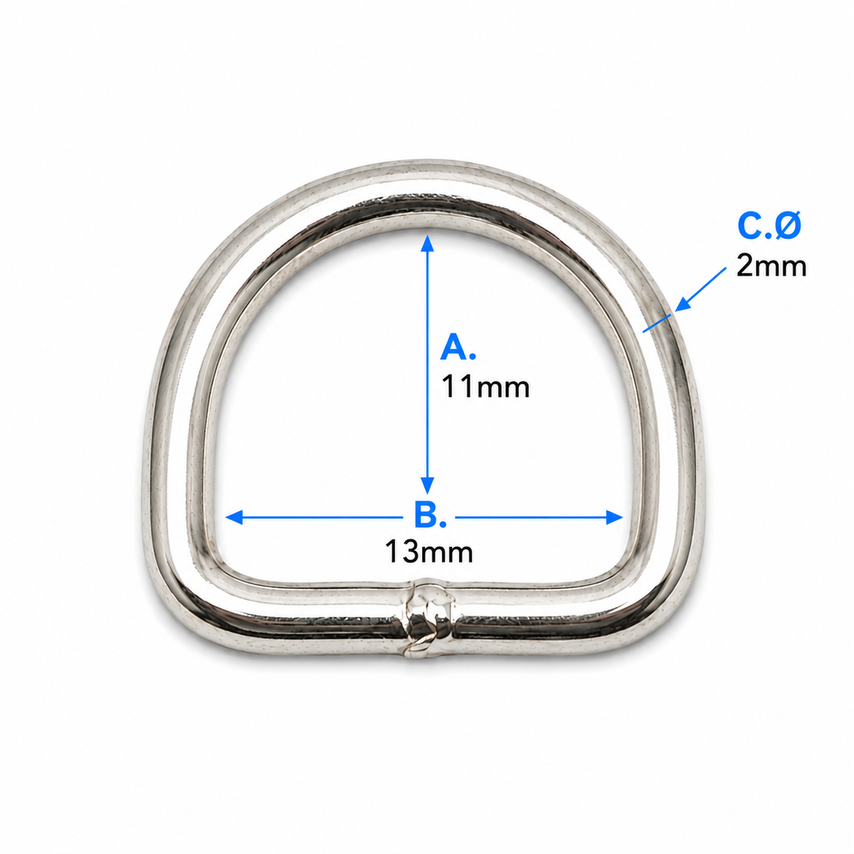 Welded 'D' Ring - Nickel Plated
