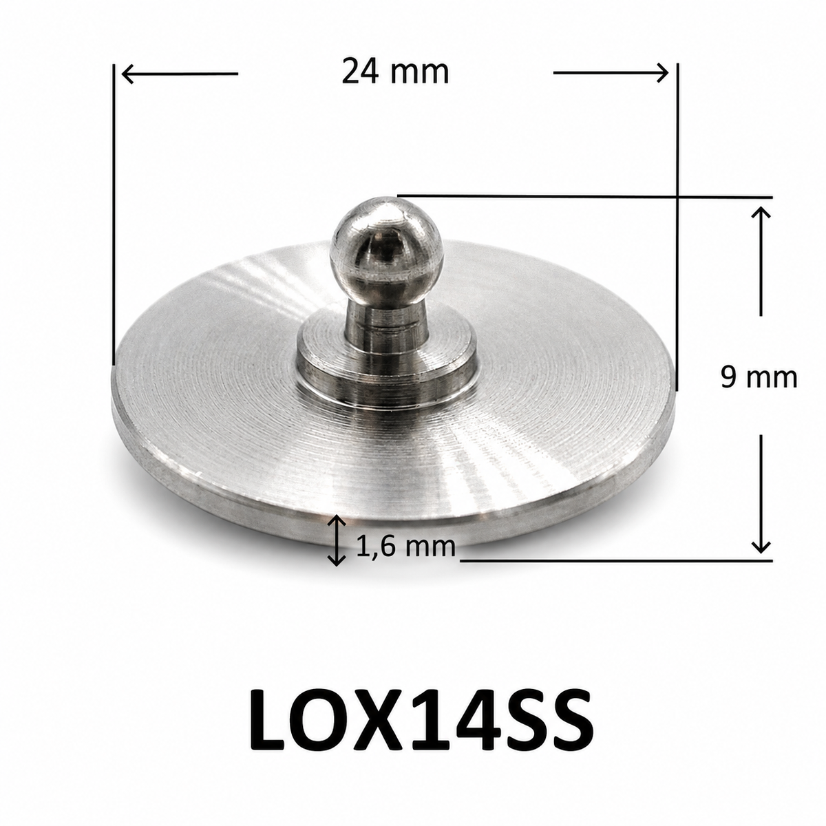 LOXX® Round Plate for Gluing On LOX14SS – Stainless Steel