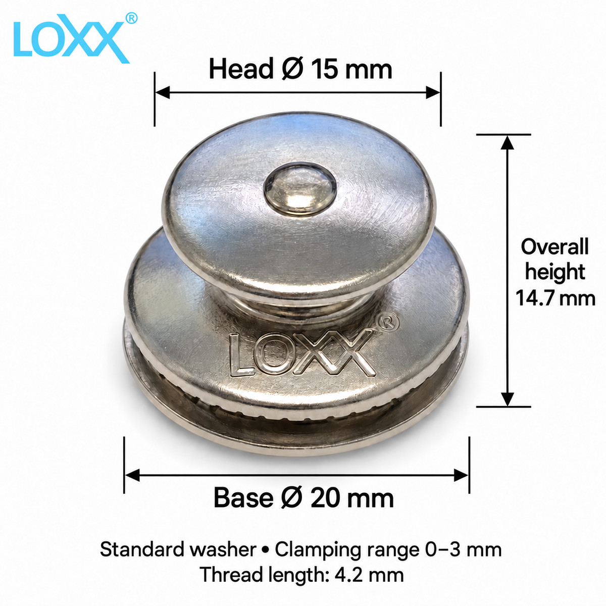 LOXX® Big Head Button & Standard Locking Washer – Stainless Steel – LOX5SS