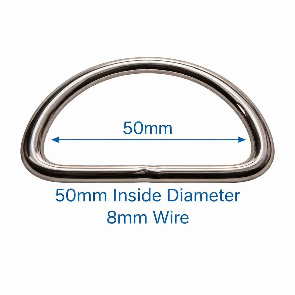 Welded Stainless Steel 'D' Ring - Multiple Sizes Available