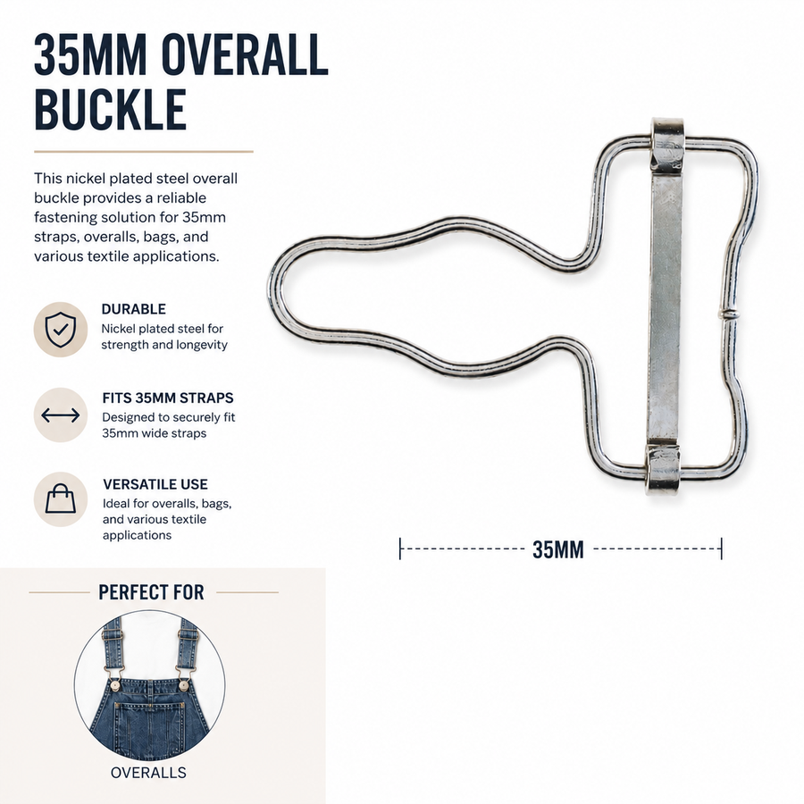 Overall Buckle - Nickel Plated Steel 35mm Strap Fastener