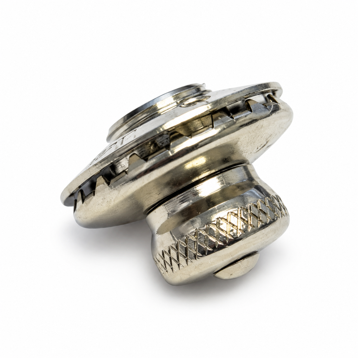 LOXX® Knurled Top Button with Standard Locking Washer – Nickel-Plated Brass LOX01N