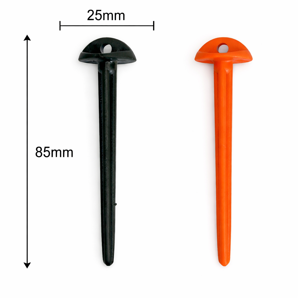 Domed Head Ground Sheet Peg - Red & Green Plastic - 85mm