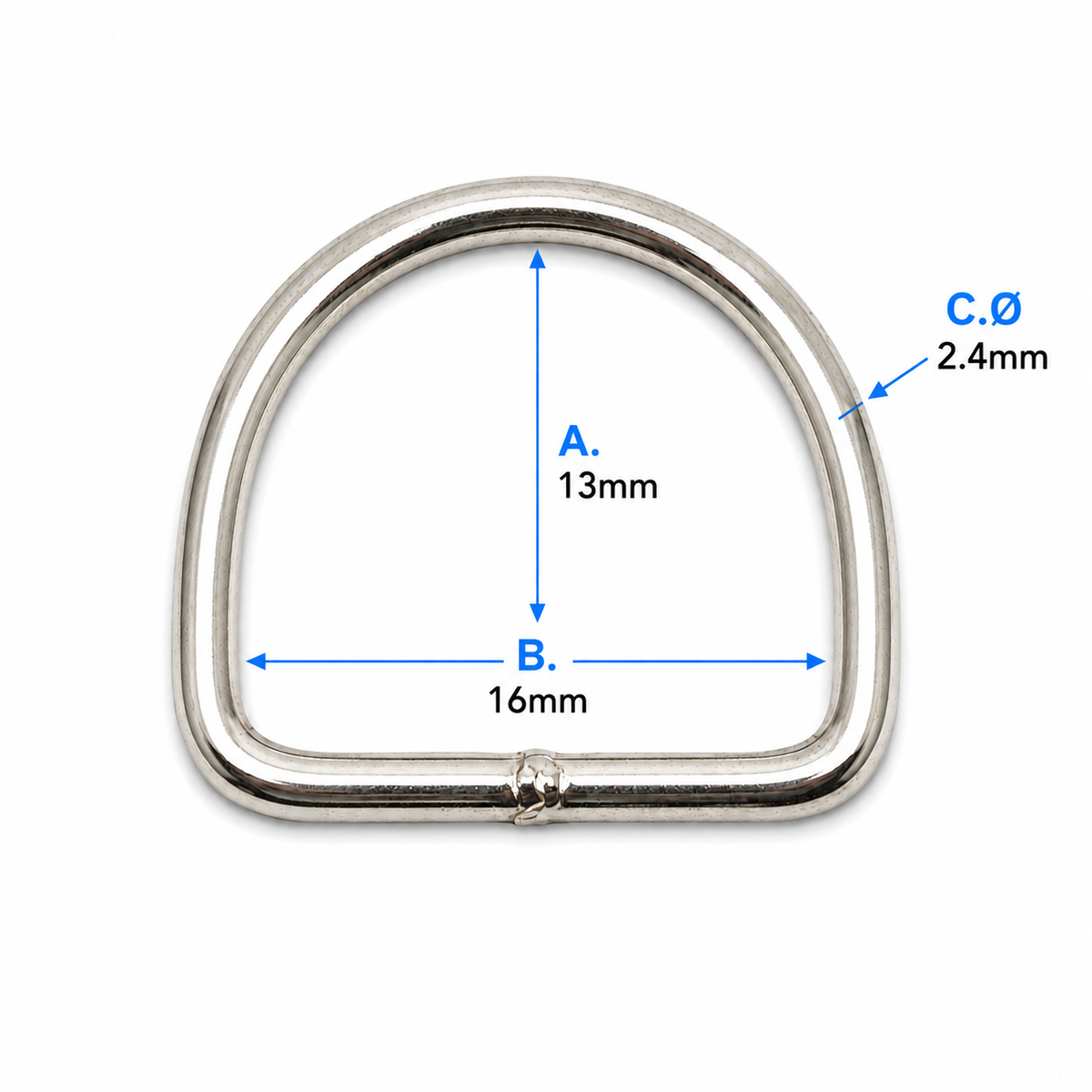 Welded 'D' Ring - Nickel Plated