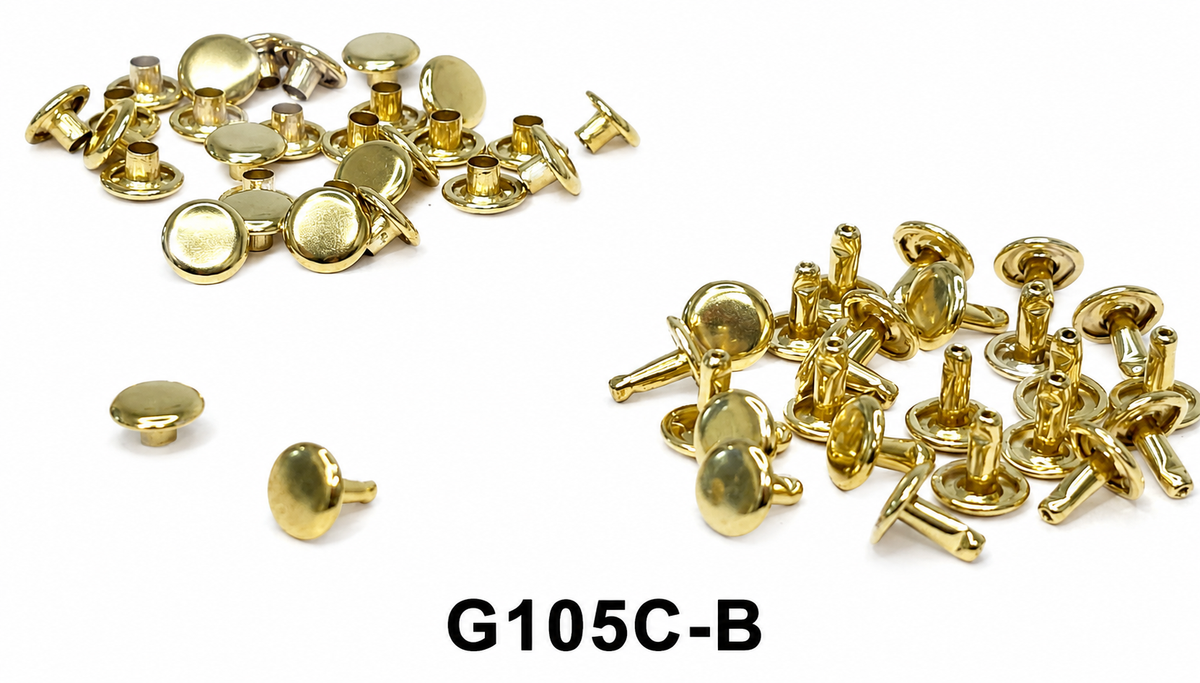 Double Domed Rivets – Brass, Nickel & Black | 3 Sizes