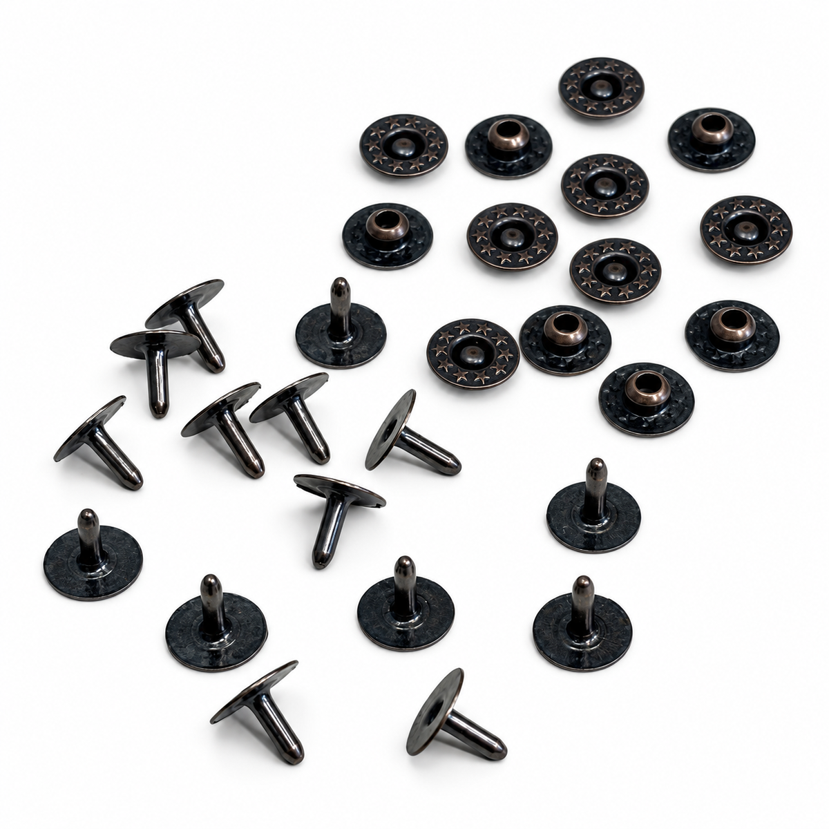 Jeans Rivet & Cap – Gunmetal Steel – 9mm Head, 8mm Length