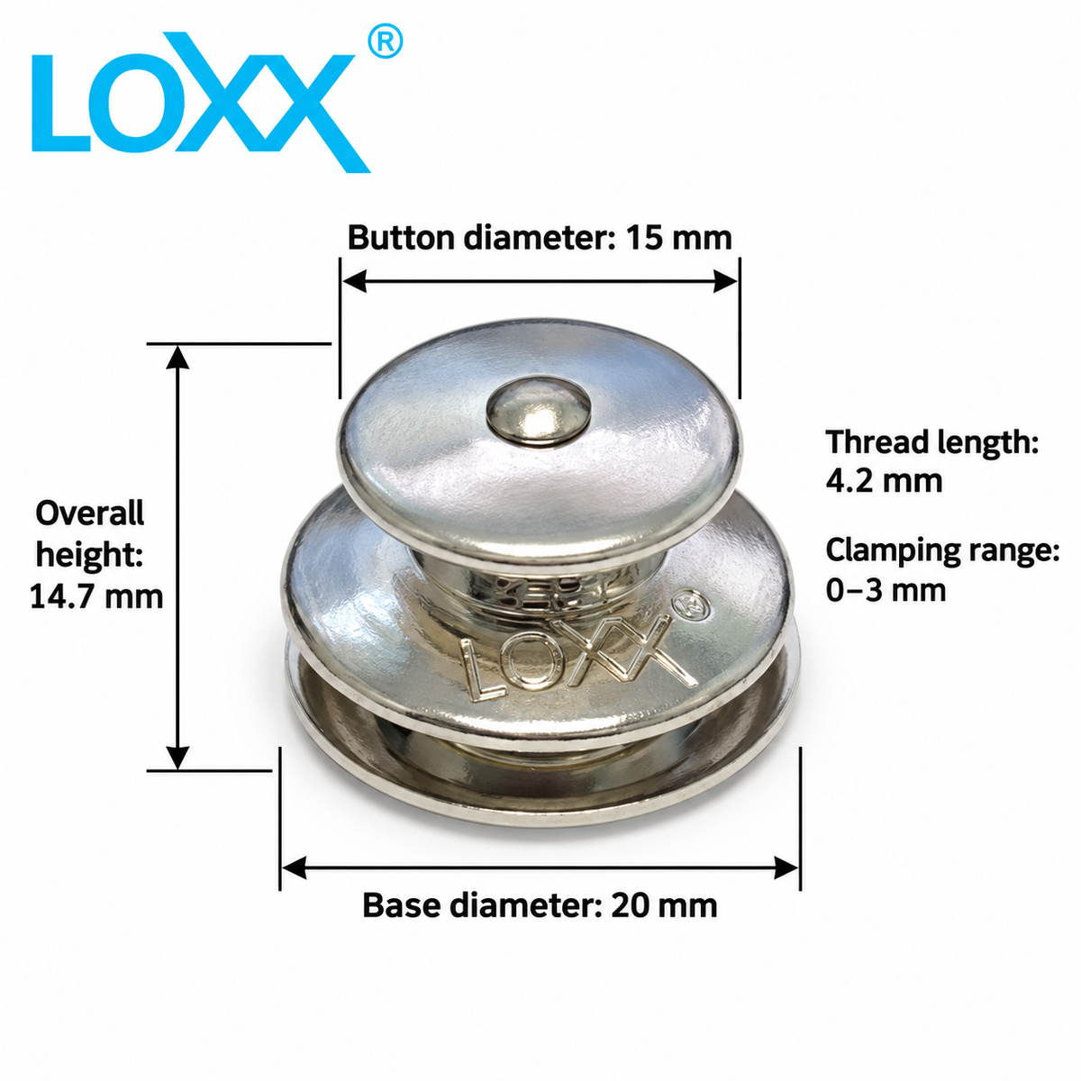 LOXX® Big Head Button with Standard Locking Washer – Nickel-Plated Brass – LOX03N