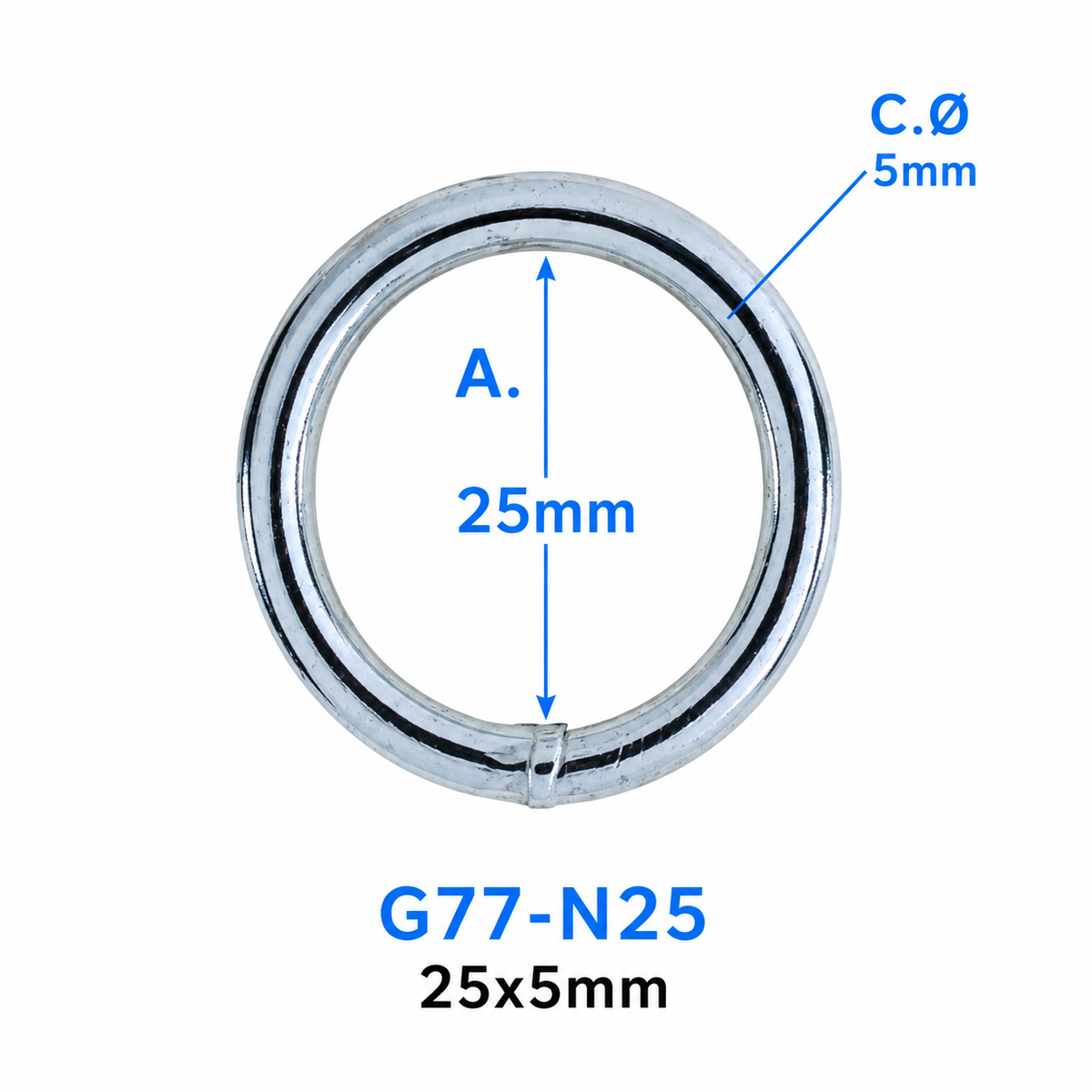 Heavy Duty Welded O Ring – Nickel Plated Steel | 25mm to 75mm