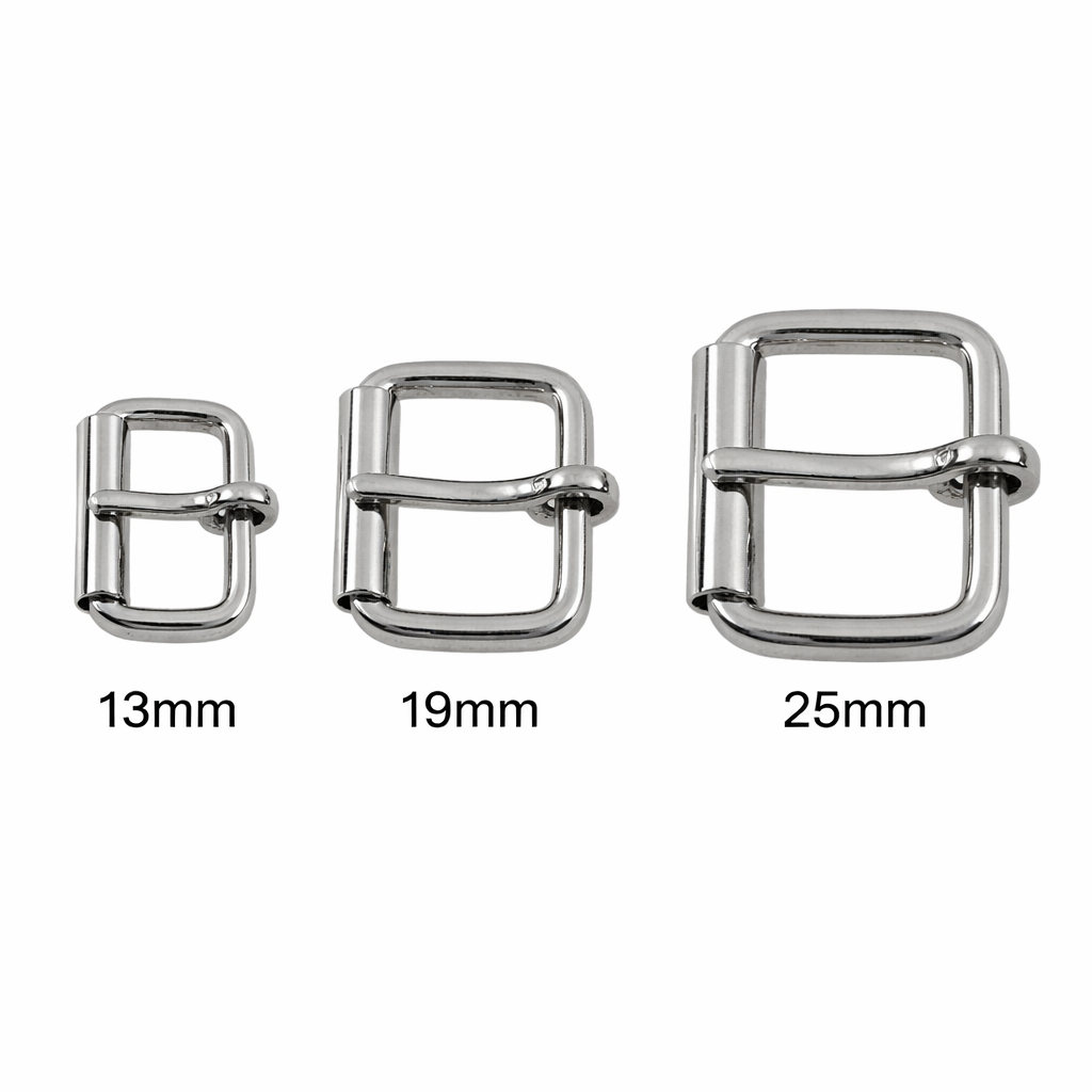 Single Roller Buckle | Steel | Electro Brass & Nickel Plated | 13mm–25mm