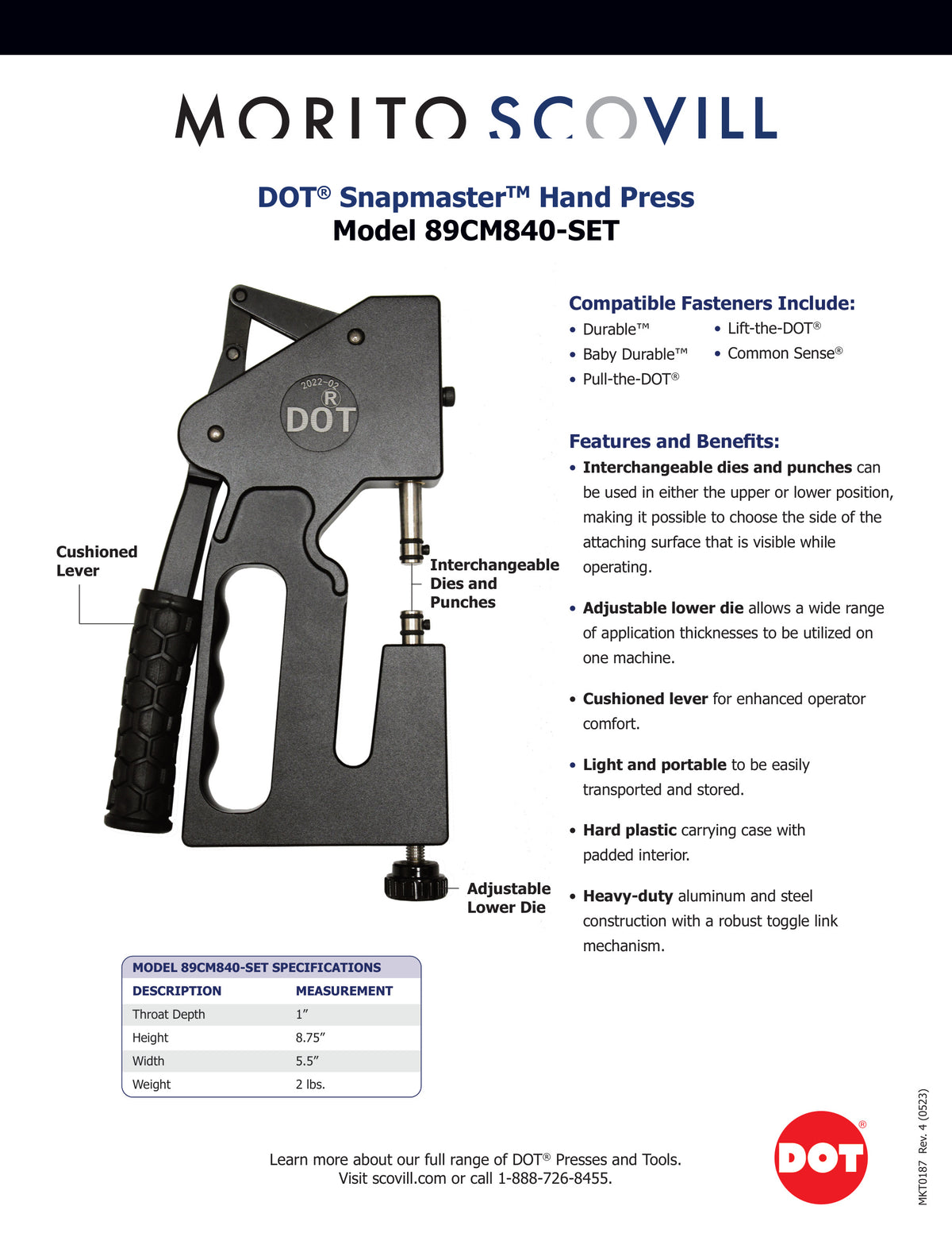 DOT M840 Snapmaster Hand Press