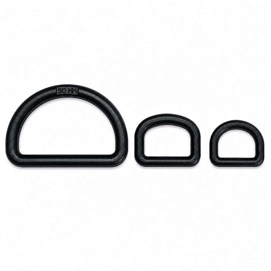 Heavy Duty 'D' Ring | Black Acetal | 20mm, 25mm & 50mm