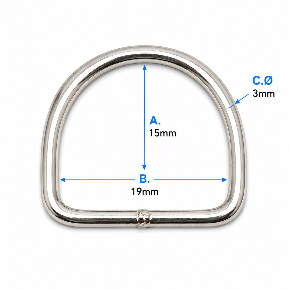 Welded 'D' Ring - Nickel Plated