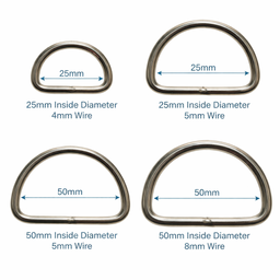 Welded Stainless Steel 'D' Ring - Multiple Sizes Available