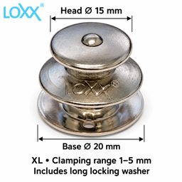 LOXX® XL Big Head Button &amp; Long Locking Washer – Nickel-Plated Brass – LOX07N