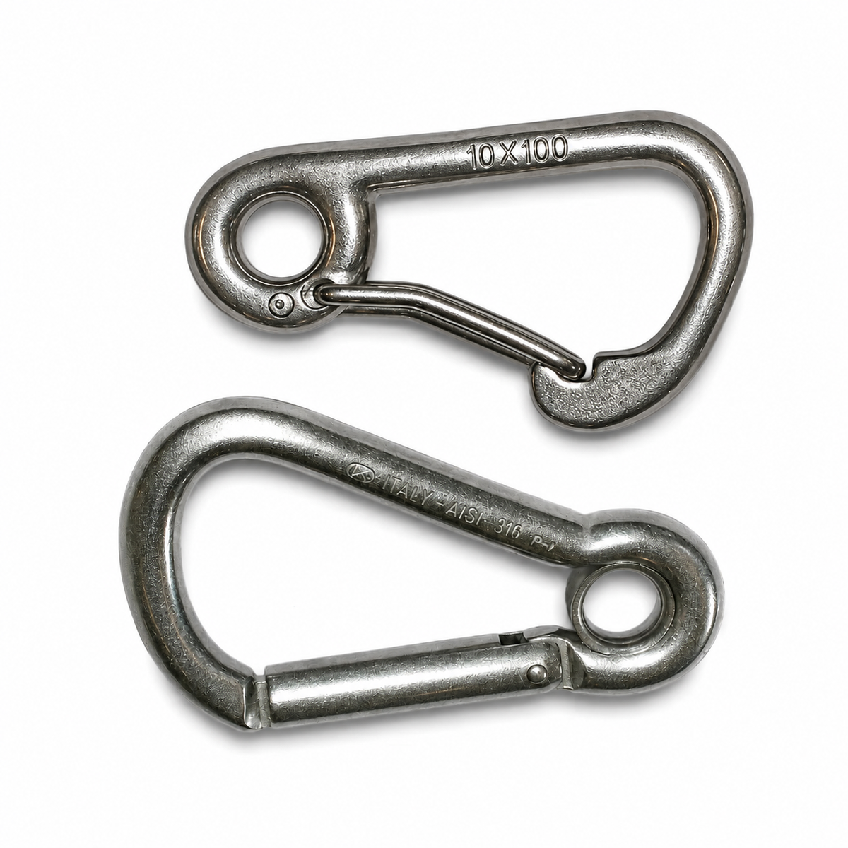 Asymmetric Carabiner Hook with Eye – Stainless Steel AISI316 | 100mm