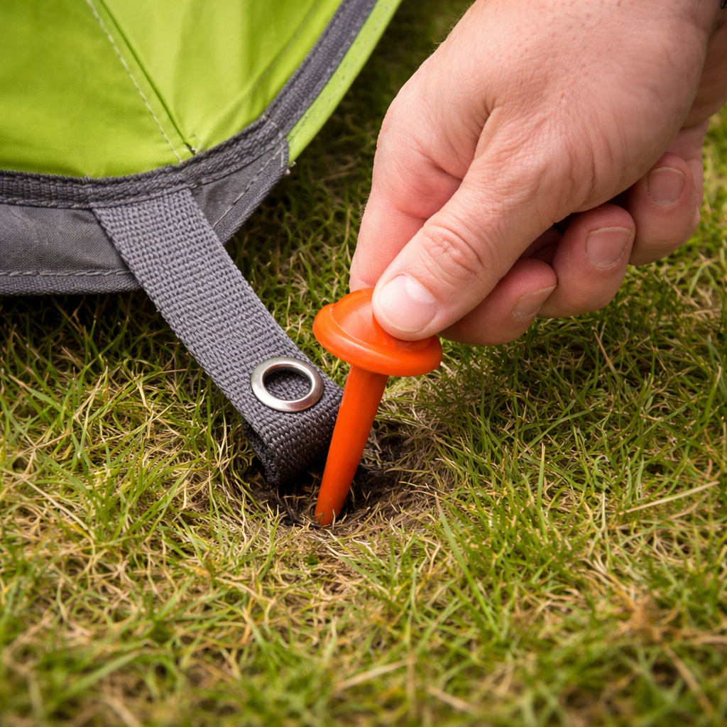 Domed Head Ground Sheet Peg - Red & Green Plastic - 85mm