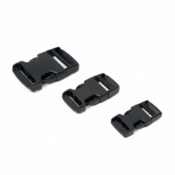 Black Side Release Buckles 3 Sizes Brilliant White Background
