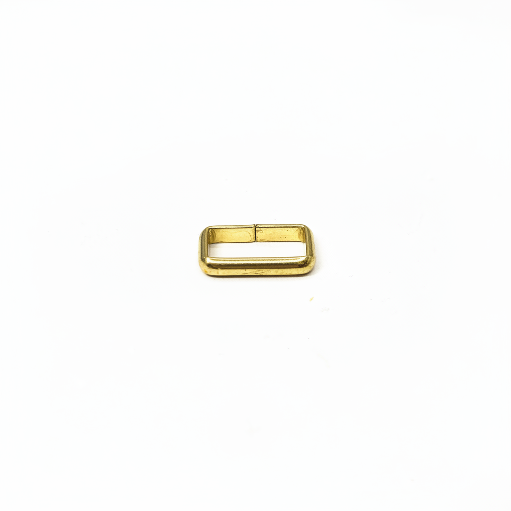 Brass Rectangular Loop on White Background