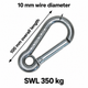 Carabiner Hook with Enclosed Eye - Tested - Anti-Snagging - AISI 316 Stainless Steel