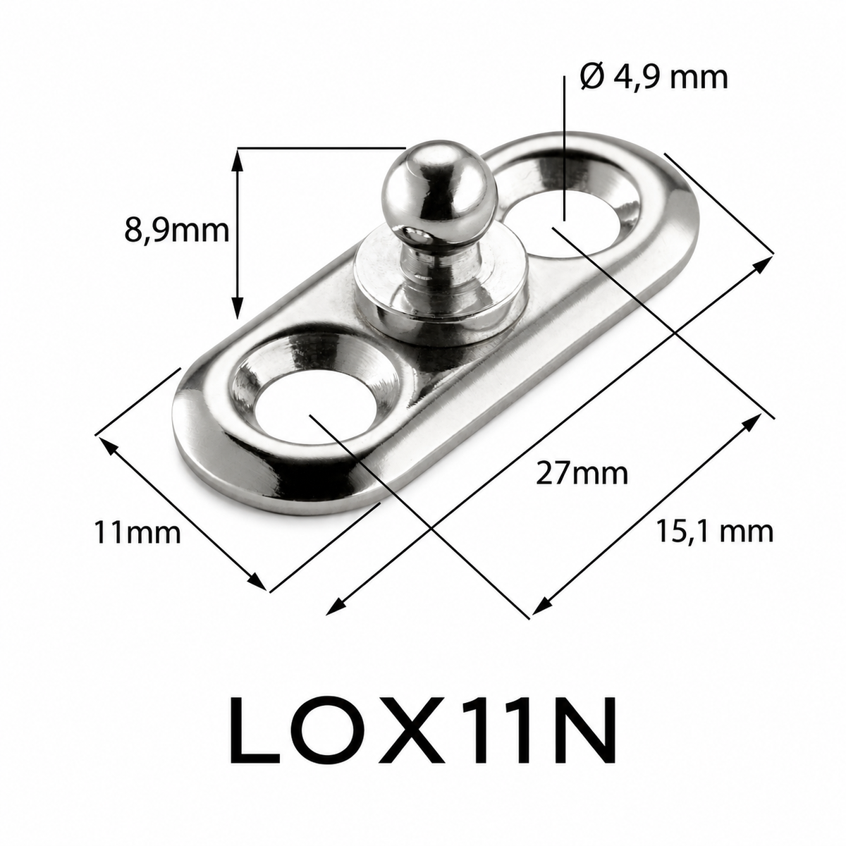 LOXX® Snap Fastener Lower Part – Oval Plate (LOX11N, LOX11B)