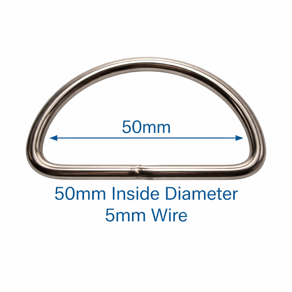 Welded Stainless Steel 'D' Ring - Multiple Sizes Available