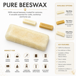 Pure Beeswax | White & Yellow | 30g Stick or 500g Bar | Sailmaking & Leather Craft