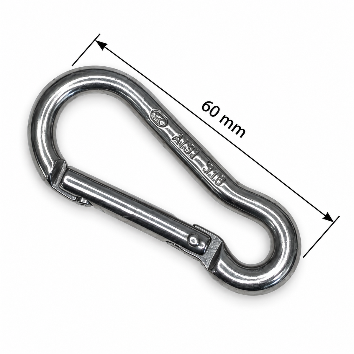 Carabiner Hook with Keylock - Anti-Snagging - Stainless Steel - Tested