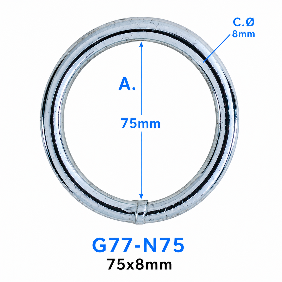 Heavy Duty Welded O Ring – Nickel Plated Steel | 25mm to 75mm