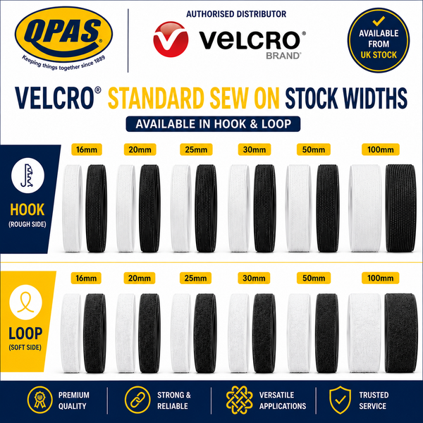 VELCRO® Brand Sew-On Hook & Loop Tape (16mm–100mm)