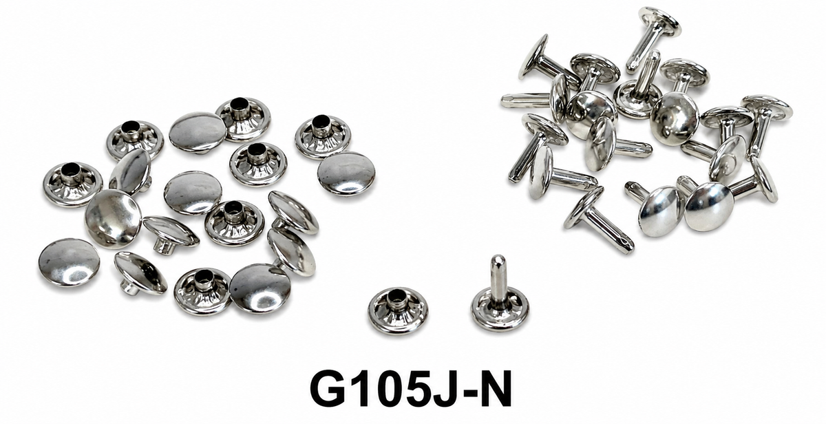 Double Domed Rivets – Brass, Nickel & Black | 3 Sizes