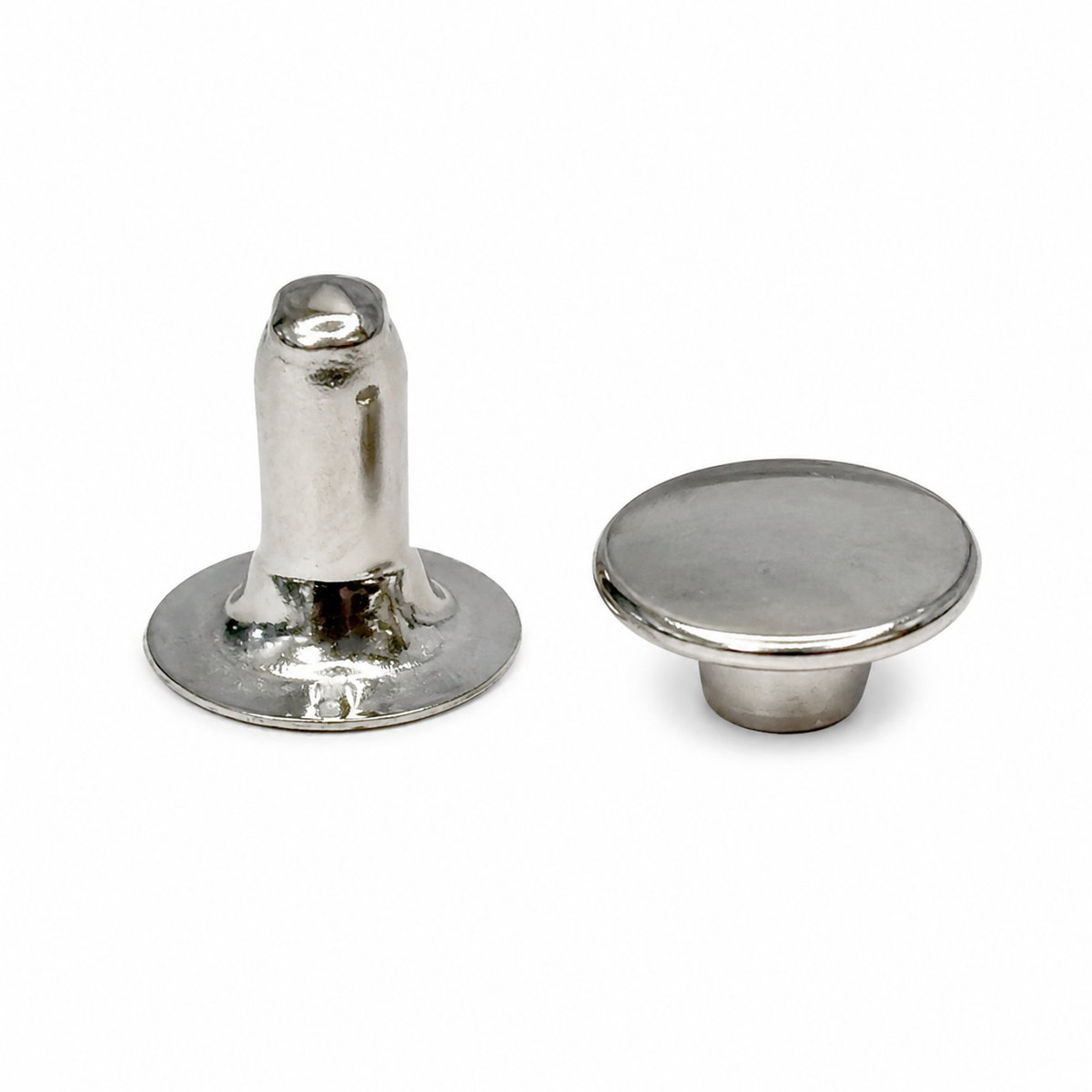 Single Domed Rivet 10mm Thin Stem – Nickel-Plated Brass