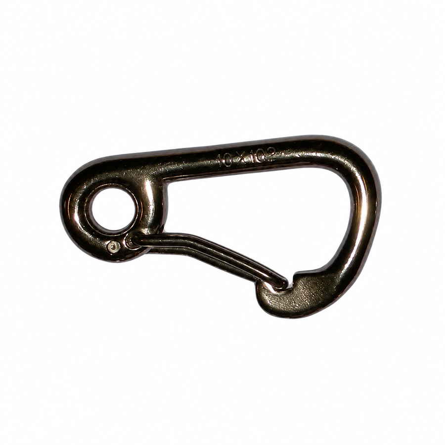 Carabiner Hook Asymmetric with Enclosed Eye - Stainless Steel - 80mm AISI316